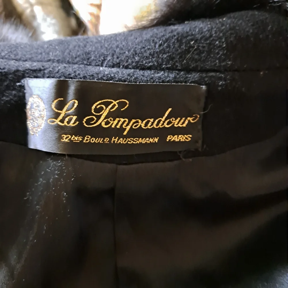 LA POMPADOUR Paris Wool And Cashmere Coat Removable Fur Collar Size 44 Euro - Picture 11 of 11